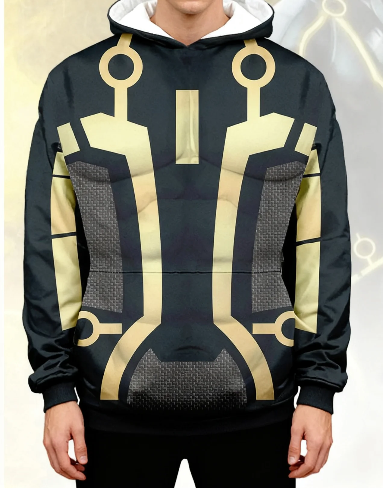 سترة بغطاء للرأس مطبوعة TRON للرجال على الموضة، سويت شيرت بنمط دائرة صفراء جديدة لخريف وشتاء، طراز متعدد الاستخدامات