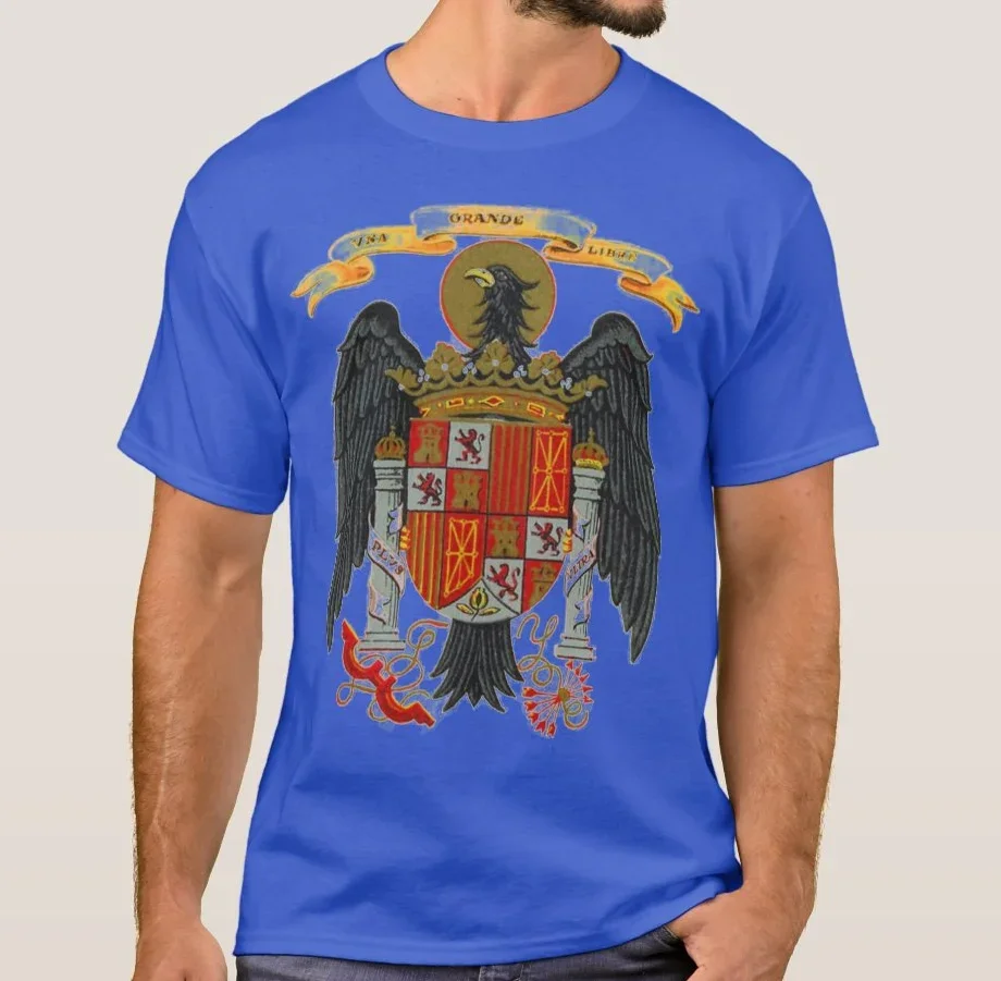 Vintage francisco espanhol imperial águia brasão camiseta 100% algodão o-pescoço manga curta verão casual masculino camiseta