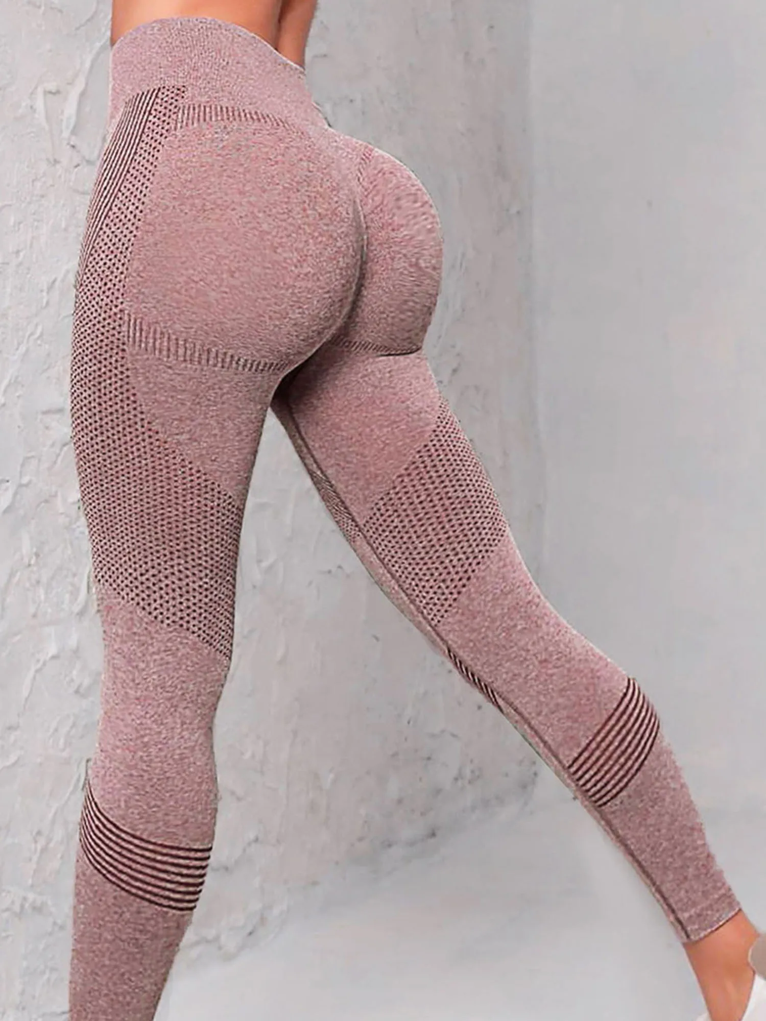 Leggings de compressão de cintura alta com tecnologia de levantamento de bumbum para mulheres – Calças de ioga com controle de barriga e design de contorno elástico