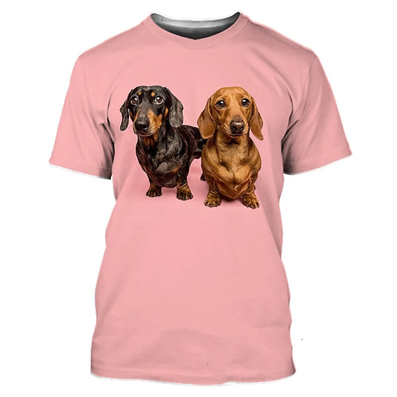 Dachshund Dog T-Shirts Animal 3D Print Summer Men Women Streetwear O-Neck T Shirt Oversized Harajuku Y2k Tops Tees Kids Clothing