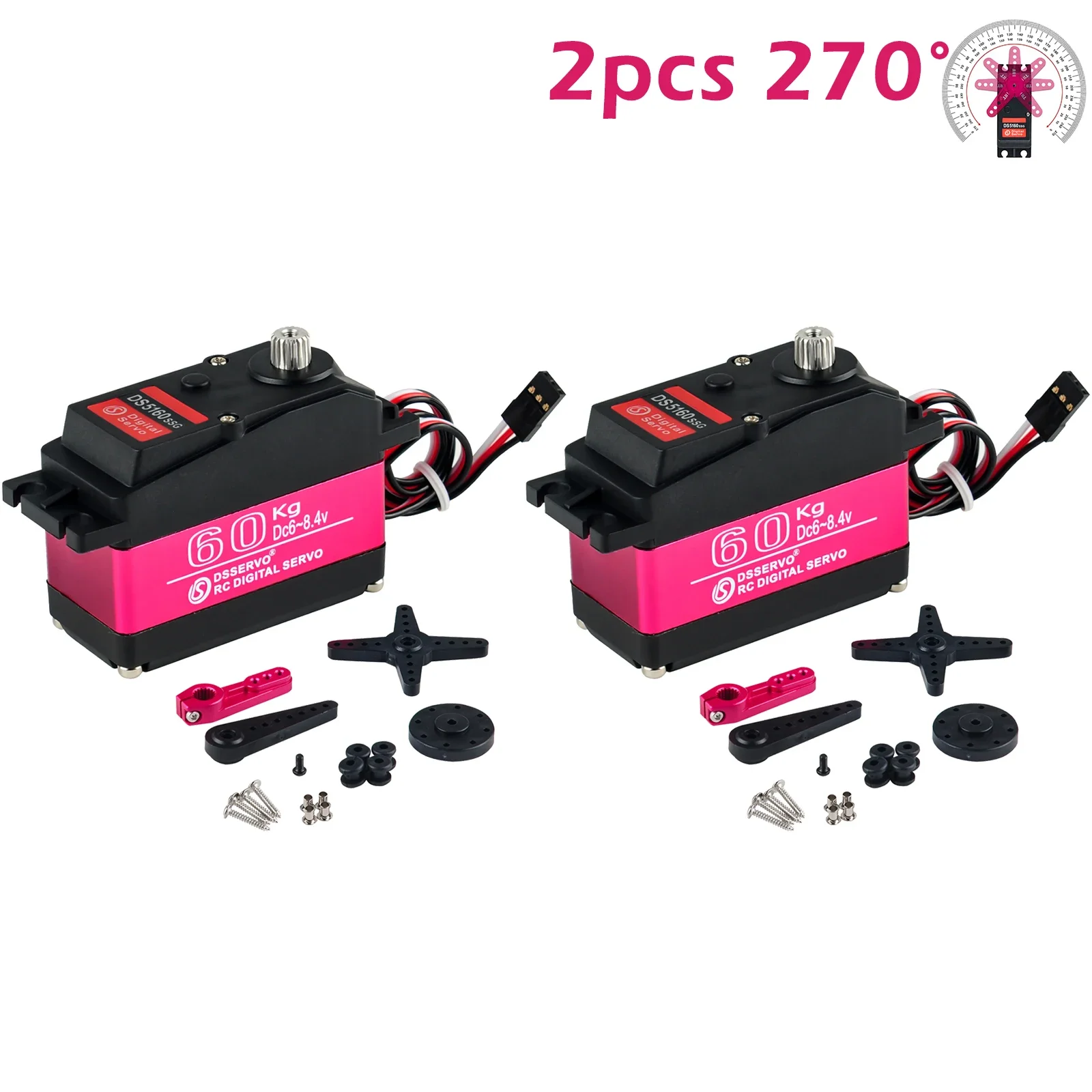 60Kg Servo Ds5160 Digitale Servo Waterdichte Servo Hoog Koppel 180 270 Graden Volledig Metalen Versnelling Voor Redcat Baja 1/5 Rc Auto
