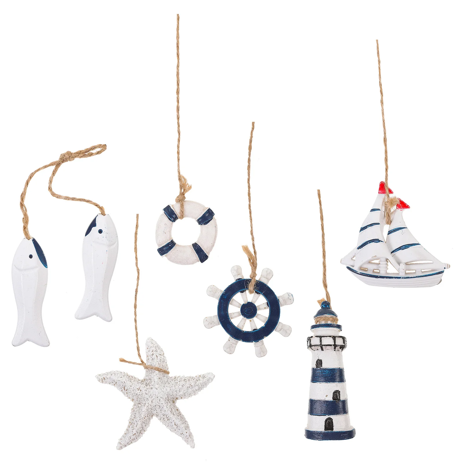 

6Pcs Mediterranean Style Hanging Pendants DIY Resin Ornaments Home Party Wall Decoration Sea Style Adornment Delicate Pendant