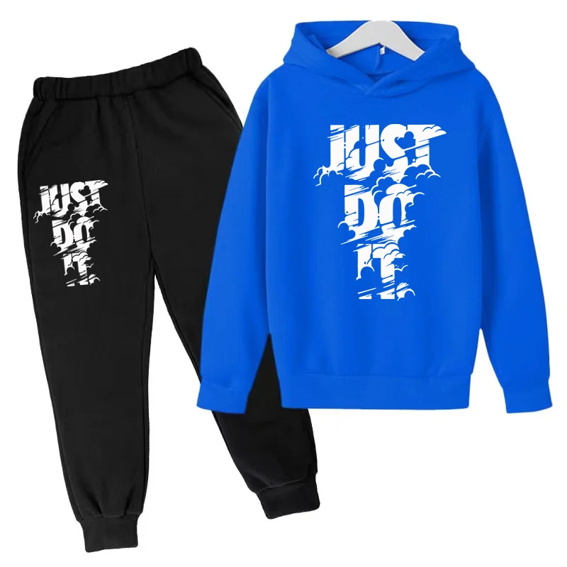 2024 Children's Sports Hoodie Set Charming Fashion Creative Letter Top Set Preschool Boys and Girls 3-13 Sun Sports Leisure Set