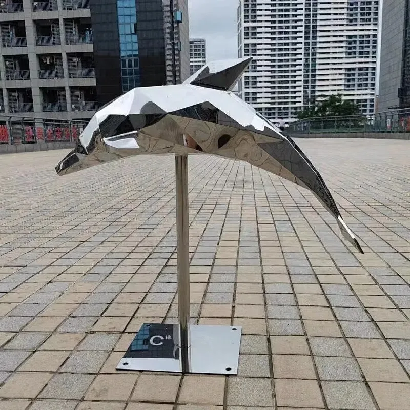 

【specialized】EXW Stainless Steel Dolphin Sculpture Mirror Polished Finish Large Metal Art For Outdoor Garden Pool Landscape Deco