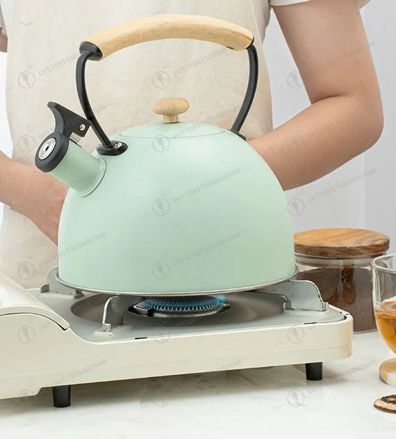 Whistling Tea Kettle Wooden Handle Colored Stovetop Boiling Water Kettle for Restaurant Kitchen