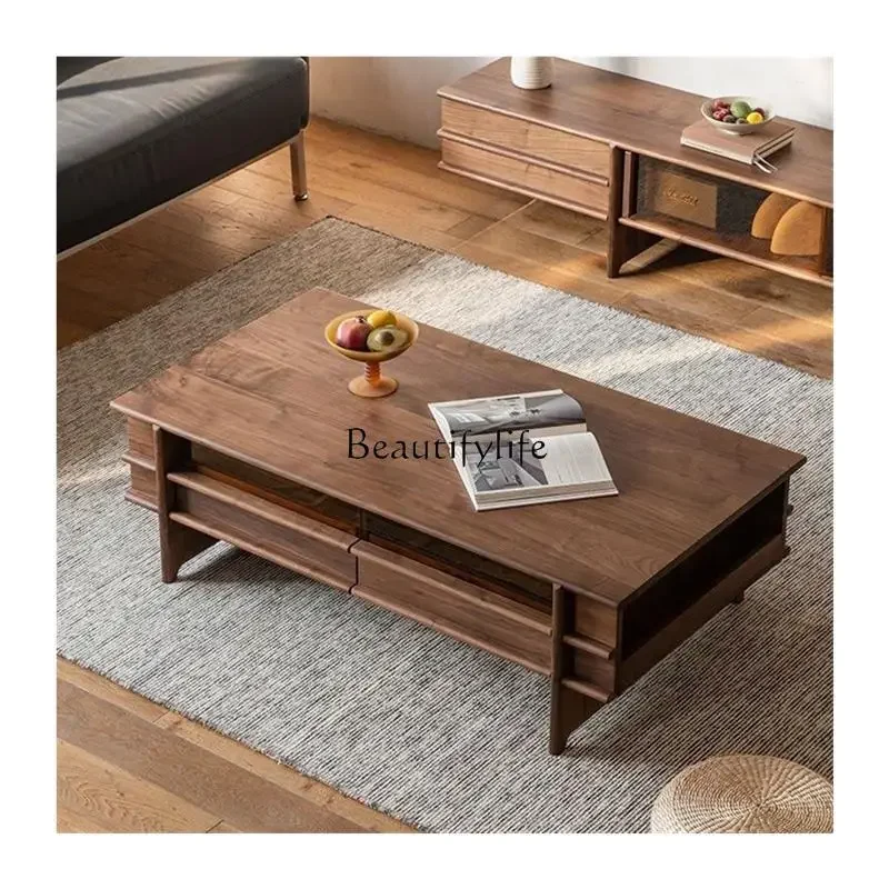 

3North American black walnut solid wood coffee table simple home living room tea table