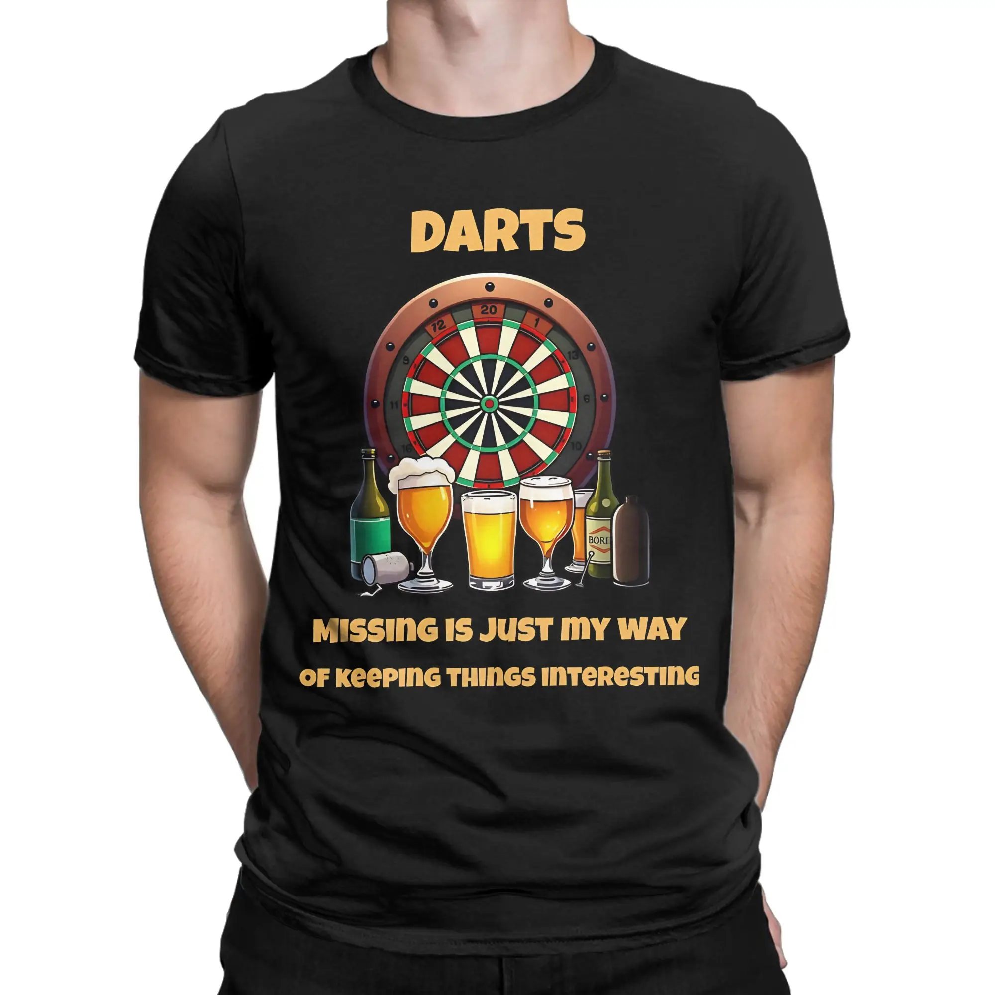 Classic Funny 100% Cotton T-Shirt Darts Dartboard  Tops Tees For Men