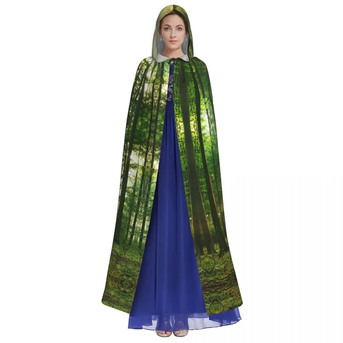 Forest Sunlight Landscape Hooded Cloak Polyester Unisex Witch Cape Costume Accessory