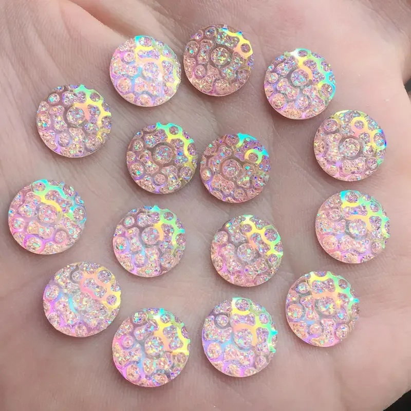 120pcs 12mm Round Flatback Resin Rhinestones No Hole DIY Wedding Dress Button Accessory A28*3