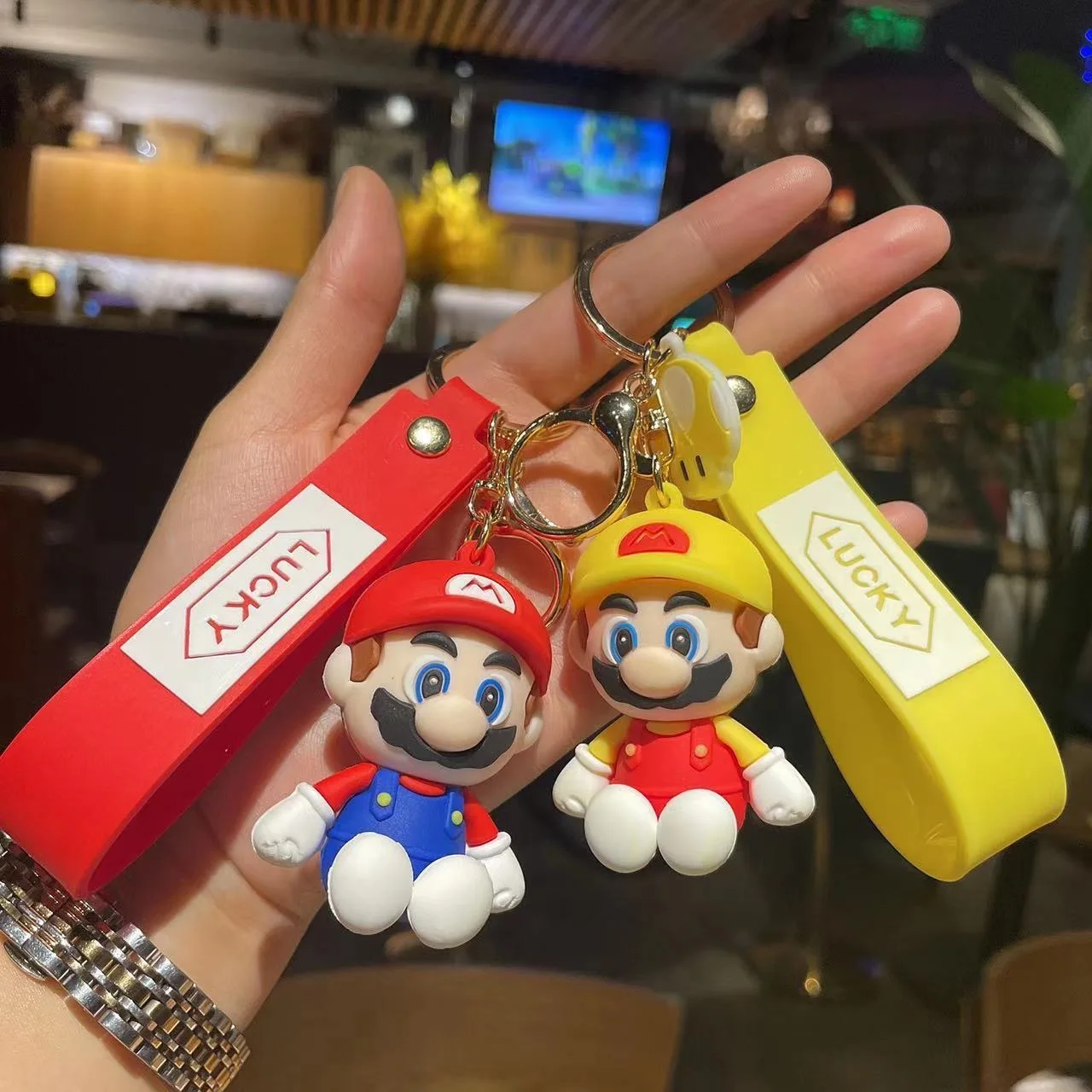 10styles Super Mario Keychain Mario Bros Luigi Toad Yoshi Bowser Action Figure Model Pvc Cartoon Bag Doll Pendant Toys Gift