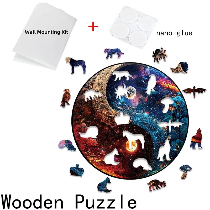 Tai Chi Diagram Flat Wooden Jigsaw Puzzle Family Game Toys Wall Decoration Wooden Jigsaw Puzzle Parent-child Interactive Game