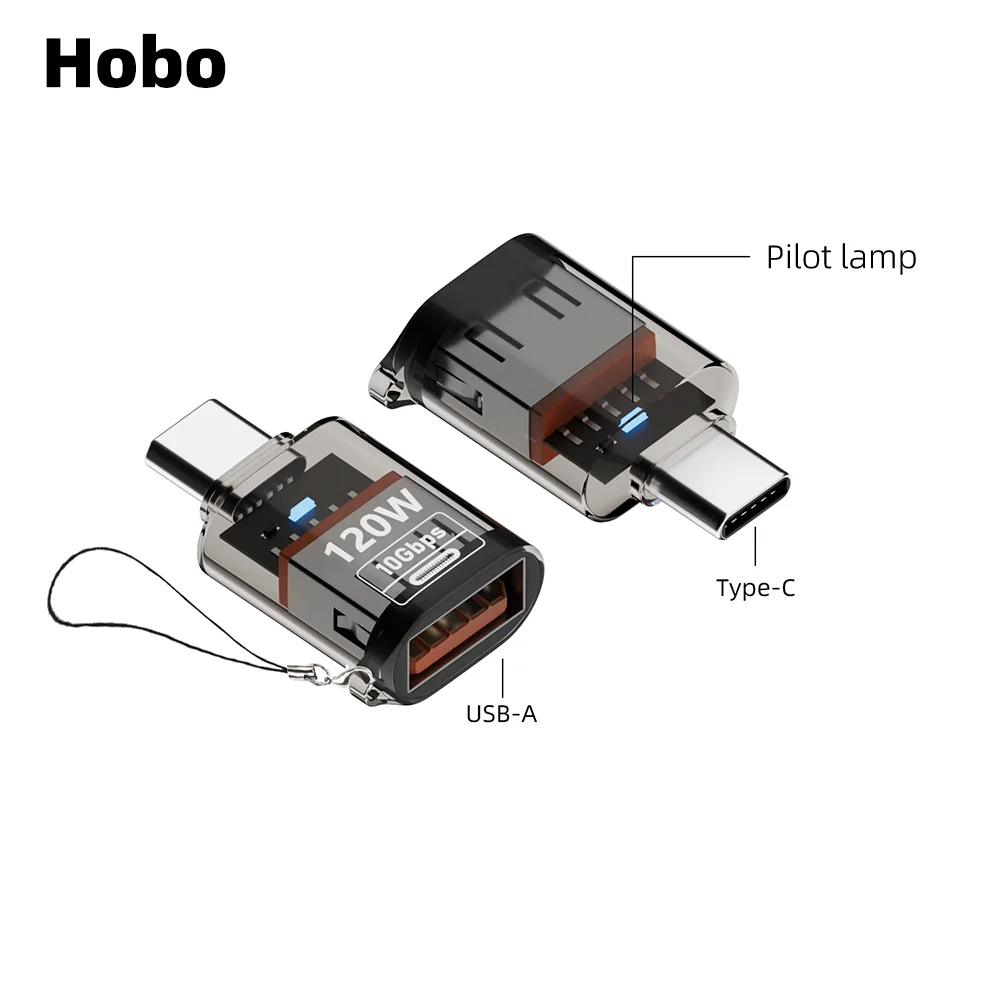 Hobo USB to Type-C OTG  Adapter USB female to C male Gen2 Converter For iPhone 15/16 Macbook USB3.2 connector with pilot lamp