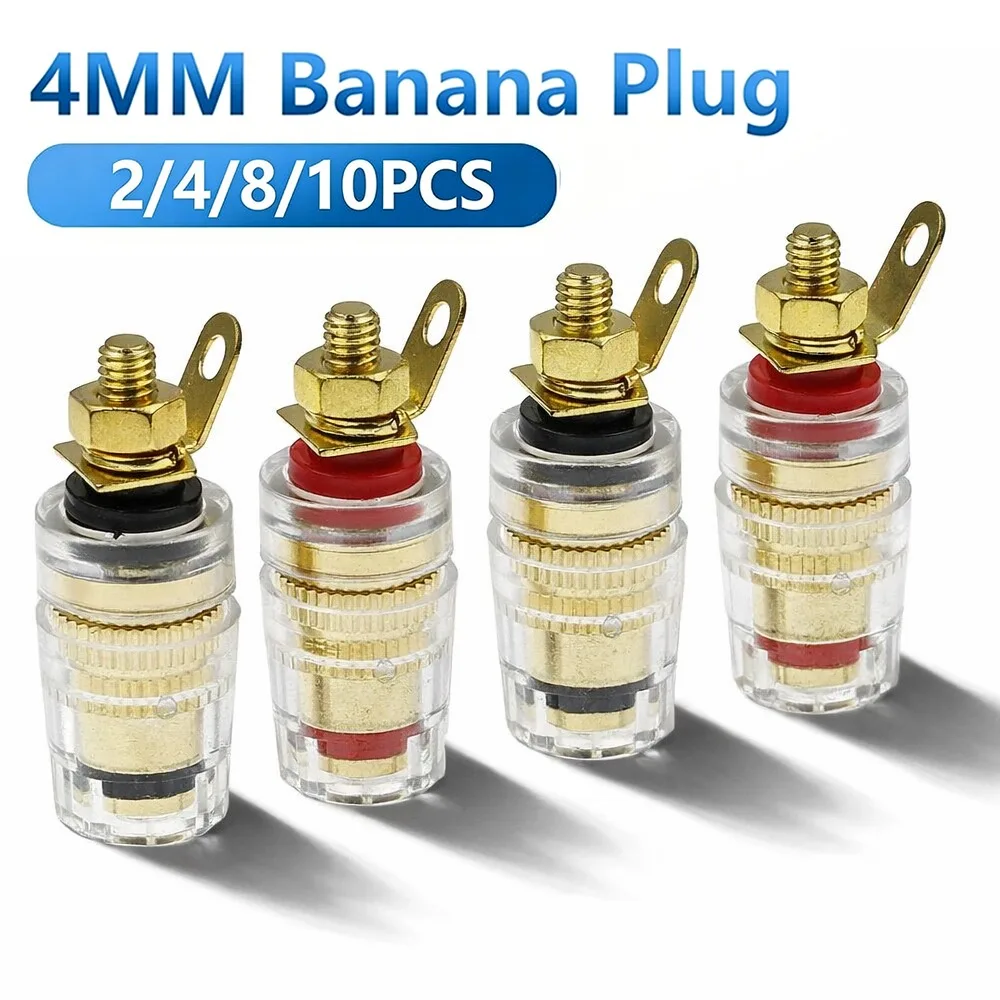 1-10Pcs Pure Copper Speaker Terminal Binding Post 4mm Banana Plug Socket Low Frequency Amplifier Connector for Loudspeakers