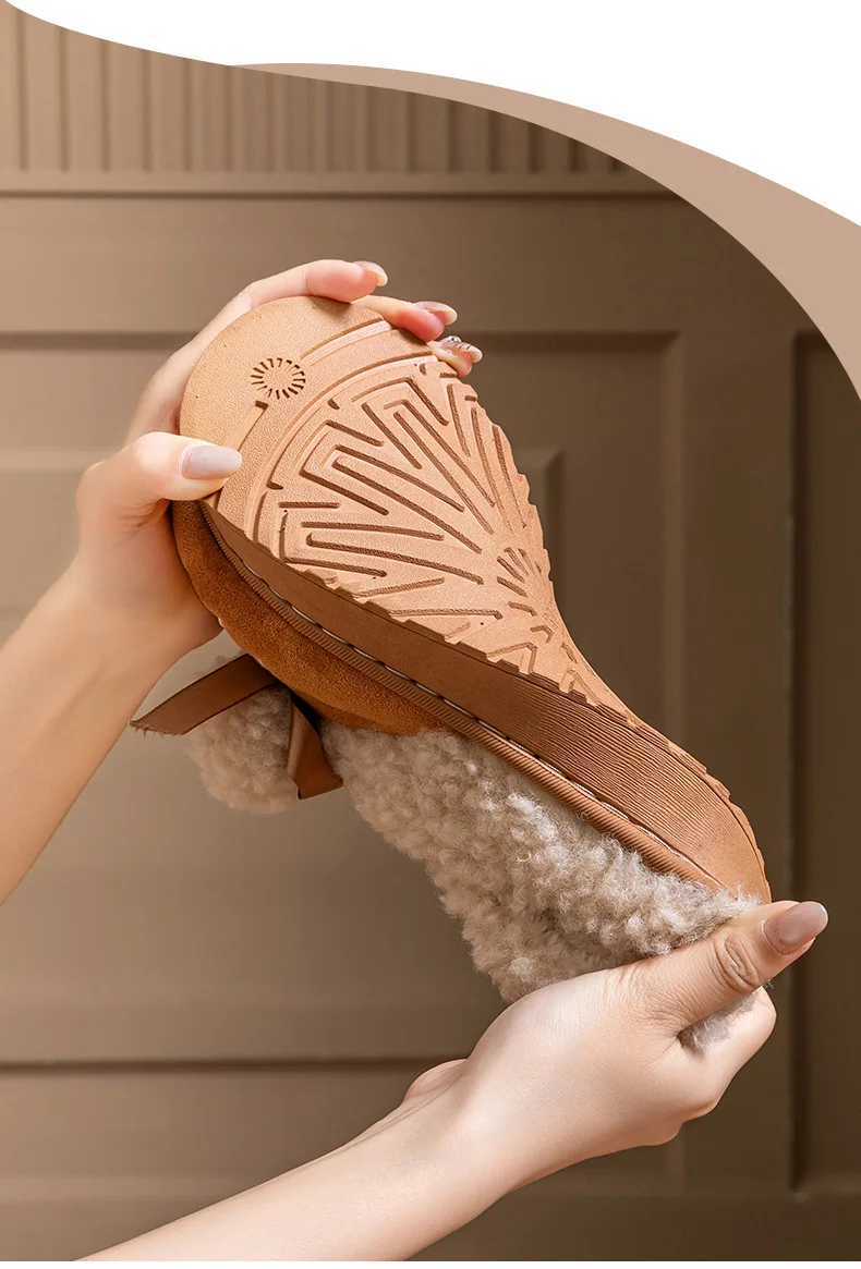 2026 Neue Damen-Plüsch-Winterstiefel - Niedliche Hausschuhe mit Dicker Sohle, Rutschfeste Fleece-Gefütterte Hausschuhe mit Warmem Flauschigem Innenfutter – Detail 9