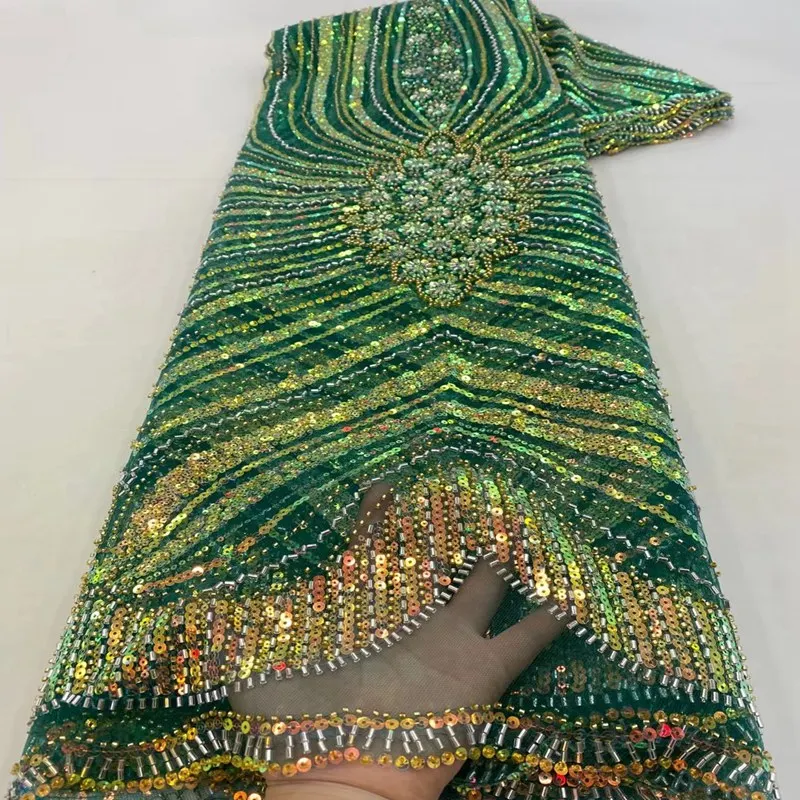 

Luxurious Bead Embroidery Lace High Quality Nigerian Net Lace With Sequence Fabrics TS2109