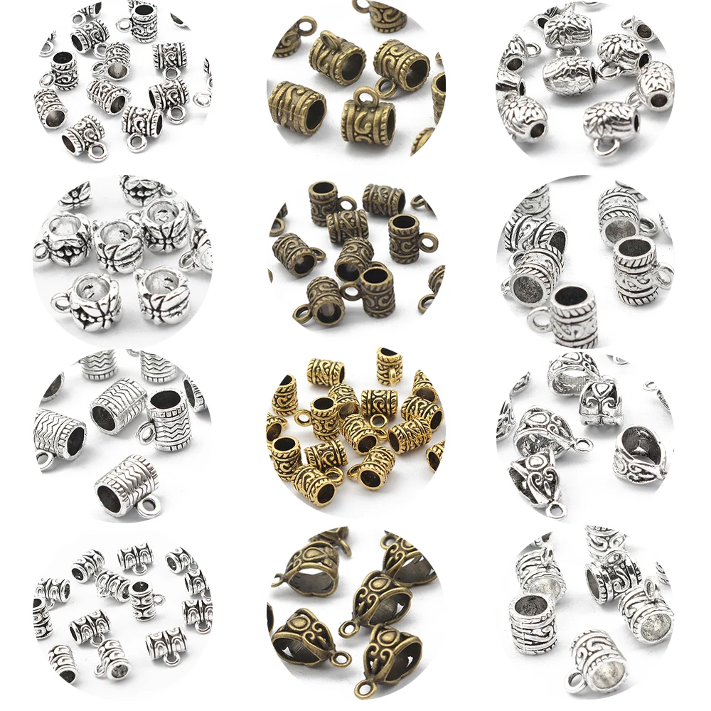 

20pcs Necklace Pendants Connectors Beads Alloy Bails Charms Beads For DIY Jewelry Bracelet Keychain Crafts Making Accessories