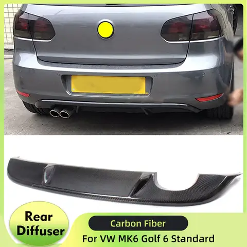 Carbon Fiber/FRP Rear Bumper Diffuser for Volkswagen Golf VI MK6 6 Standard bumper Non GTI 2010-2013 Sing Exchaust Two Outlet