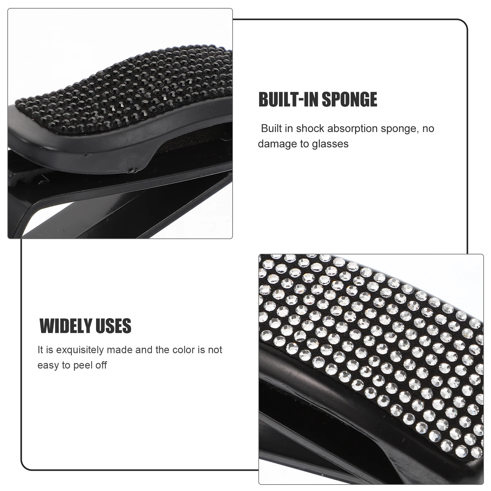 

2pcs Visor Glasses Clip Shiny Diamond Storage Holder Durable Eyeglasses Organizer For Automobile Sunglasses Case