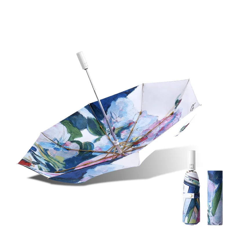 Creative Flower Umbrella Double Layer UV Sun Protection Parasol Umbrella Men Women Fully-automatic 3-Folding Outdoor Umbrellas