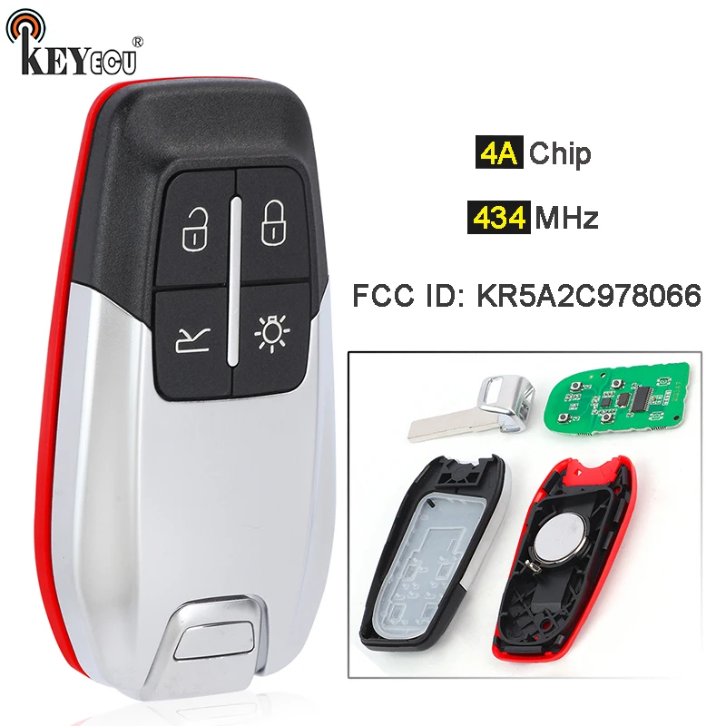 KEYECU 434MHz 4A chip FCC ID: KR5A2C978066 4 Buttons Smart Remote Key Fob for Ferrari 458 588 488GTB LaFerrari 2014-2020