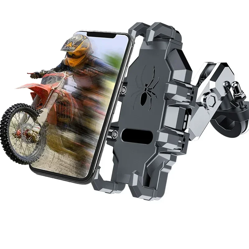 Anti-vibration Motorcycle Phone Holder Bike Anti-theft Shockproof Stand Aluminum Handlebar Mirror Mount for 4.7-7.2inch Phones