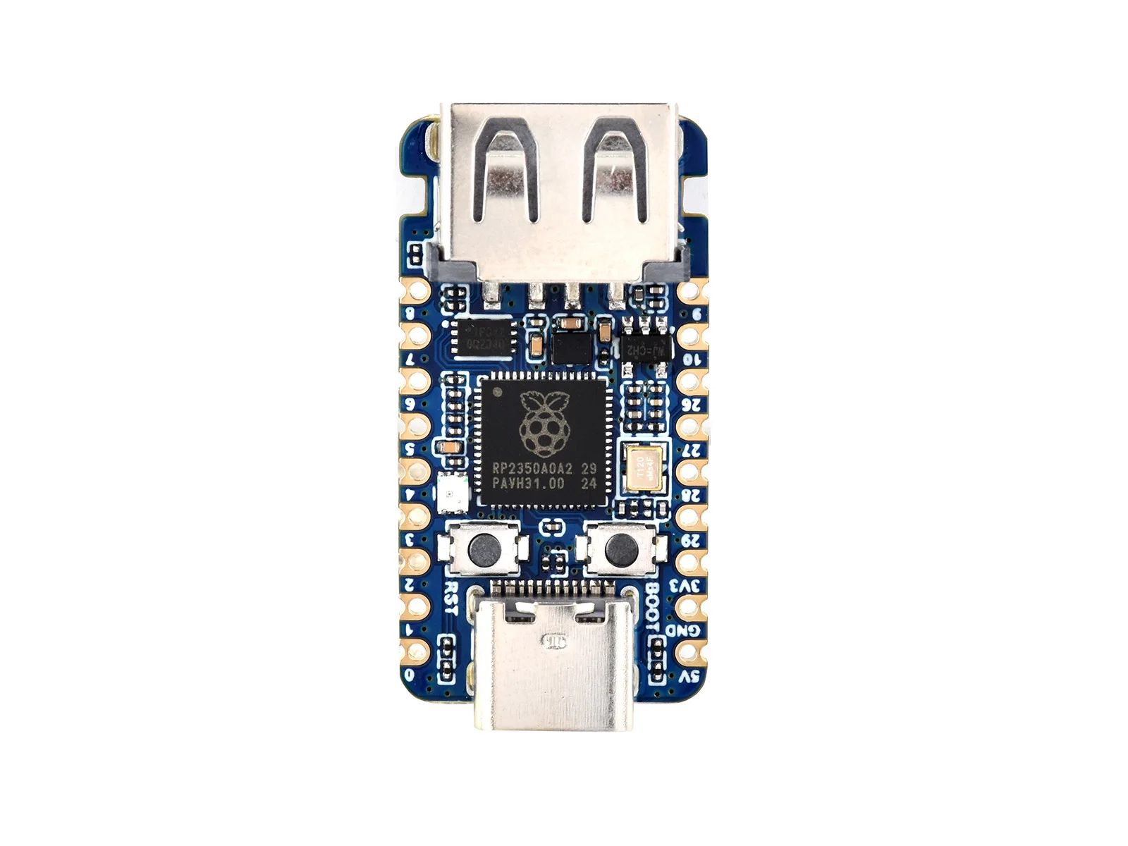 RP2350-USB-A Waveshare USB Mini Development Board oparta na dwurdzeniowym mikrokontrolerze Raspberry Pi o podwójnej architekturze 150MHZ