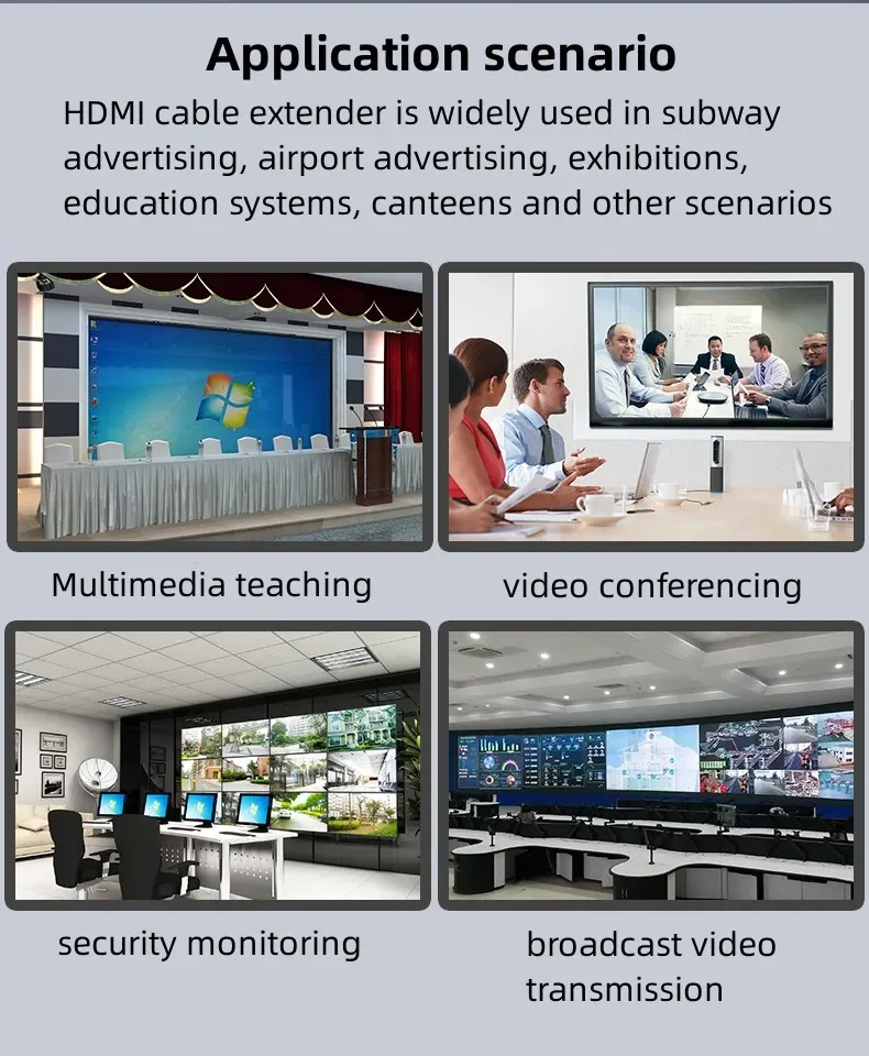 DTECH HD 1080P@60Hz 100M Extensor de vídeo y audio POC HDMI para monitor PC