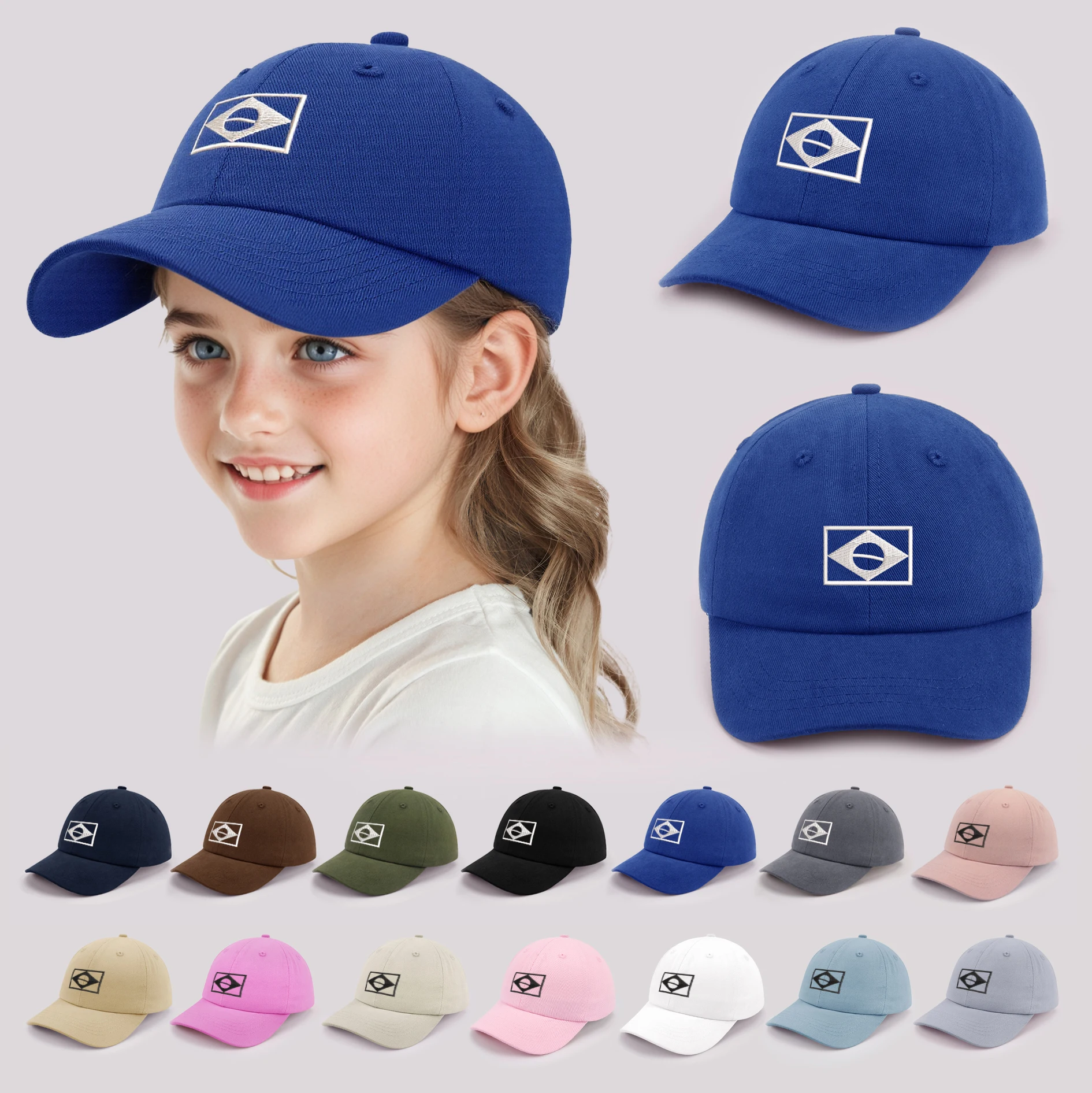 قبعة بيسبول للأطفال بنمط مربع لطيفة بلون سادة للأطفال الصغار مع آذان صيفية قابلة للتعديل للأطفال الأولاد والبنات بلغت ذروتها
