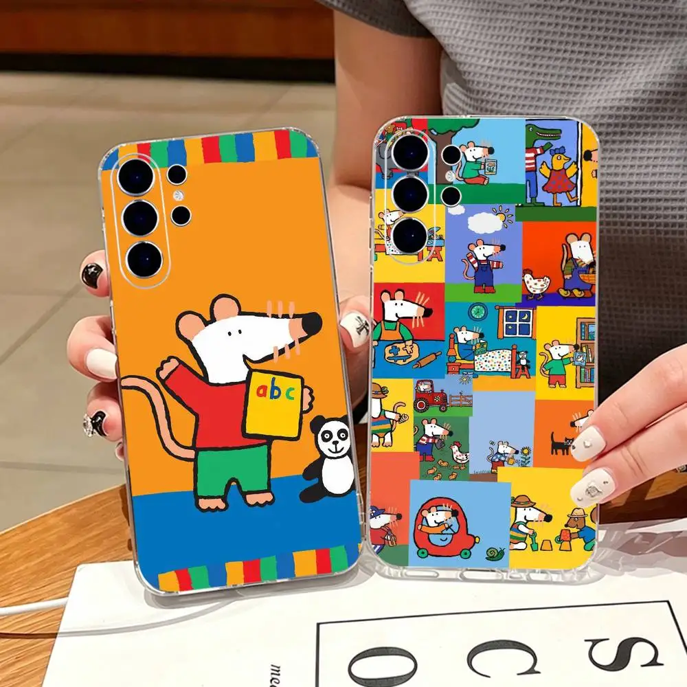 Funda Transparente M-Maisy Mouse R-Rat para Samsung S25, S24, S21, S22, S23, S30, Ultra, S20, Plus, Fe, Note, 10, 9, 5G