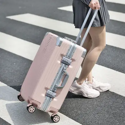 (43) New style suitcase aluminum frame 20 inch retro trolley case universal wheel suitcase password cabin case