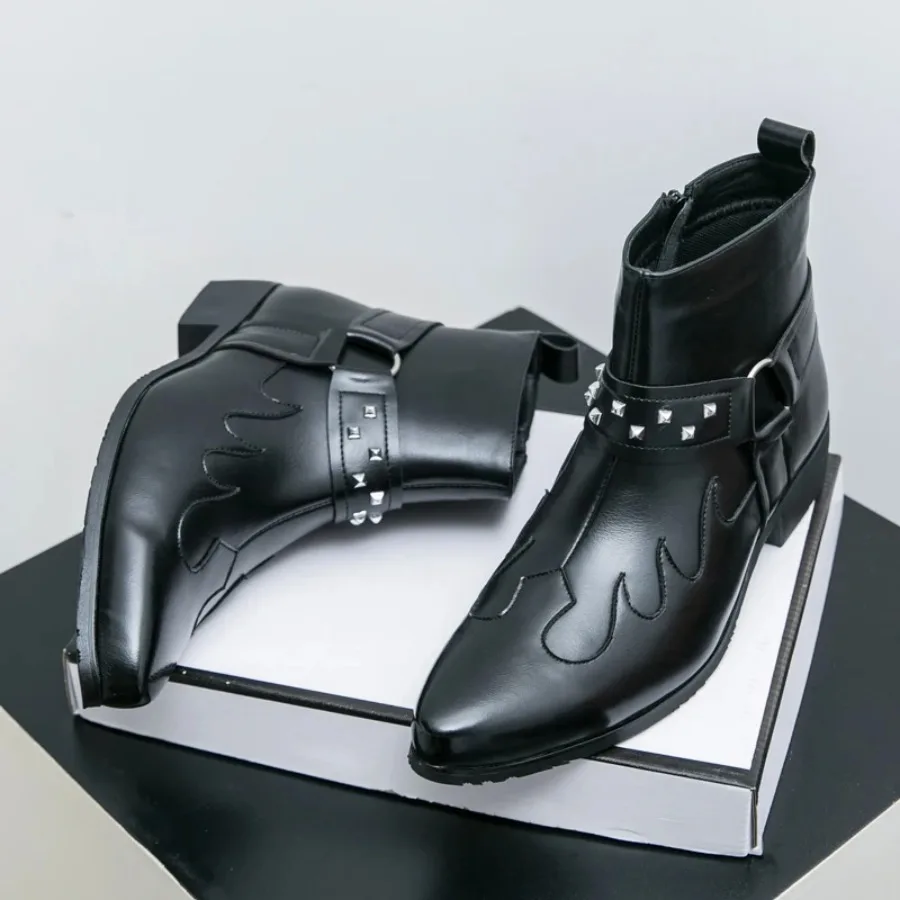 

New Arrival Mens Ankle Boots Fashion Casual Leather Male Chelsea Boots Comfortable Basic Boots High Top Walking Shoes Sneakers