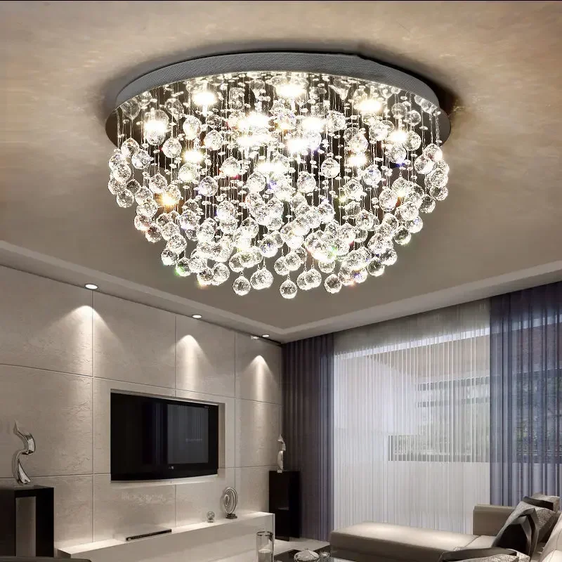 crystal balls led teto lustre moderno design de luxo iluminacao ajustavel para sala de estar e jantar decoracao de casa luminaria 01