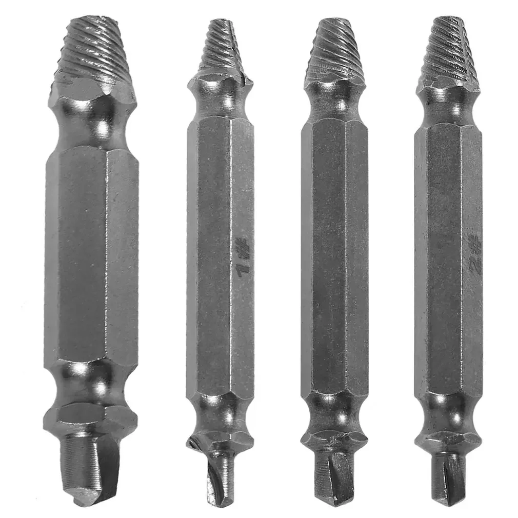 Steel Broken Screws Extractor Double Side Damaged Bolt Remover Easy Out Set Drill Bits Guide Set Profession 4pcs/set