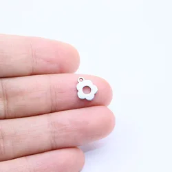 10pcs 12mm Stainless Steel Mini Key Flower Jewelry Charms Pendant DIY Handcraft Waterproof Antiallergic