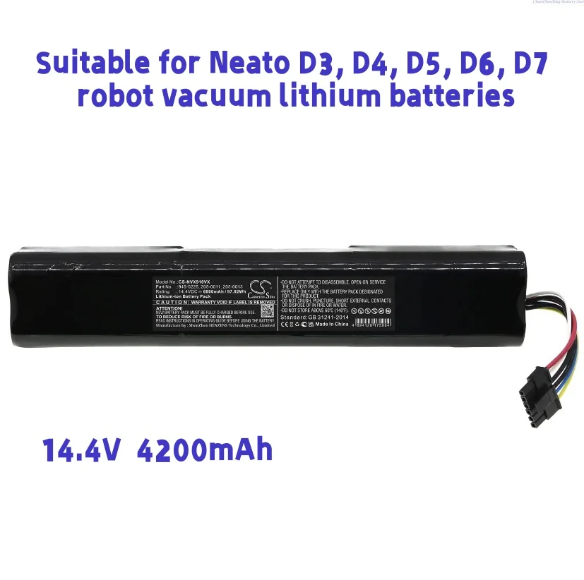 For Neato D3, D4, D5, D6, D7 Robot Vacuum Cleaner Lithium Battery 14.4V 4200mAh