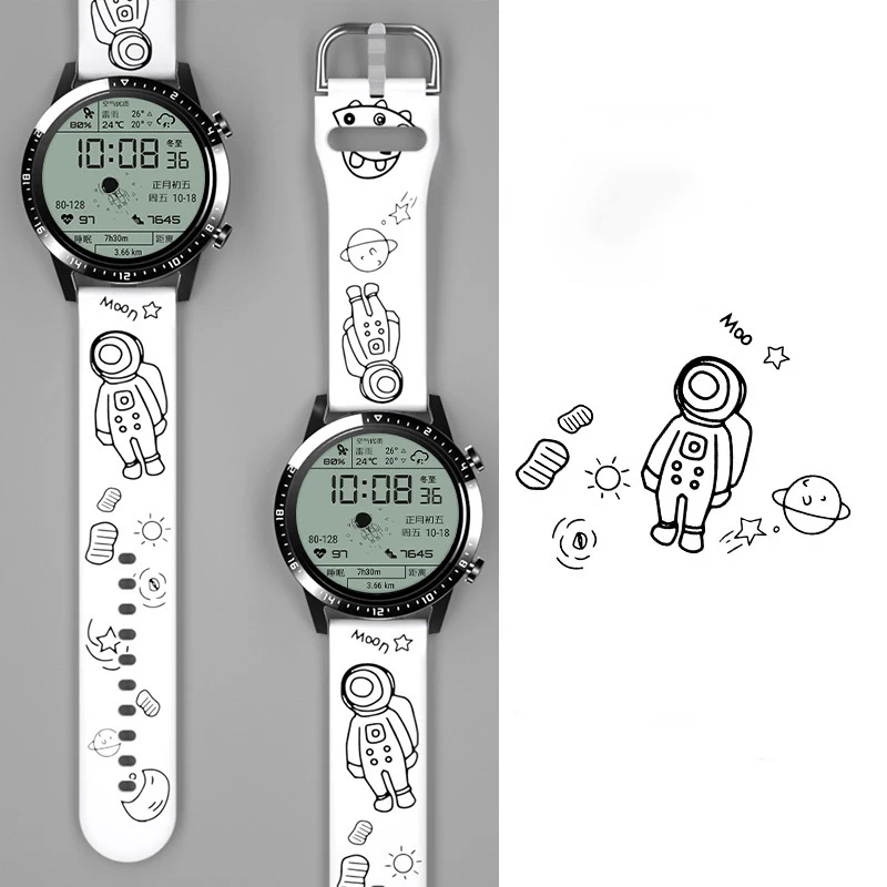 22mm 20mm watch strap for huawai watch gt 2 3 2e pro Cartoon silicone Wrist Bracelet Smsung Galaxy watch 4/4classic/5/5Pro 45mm