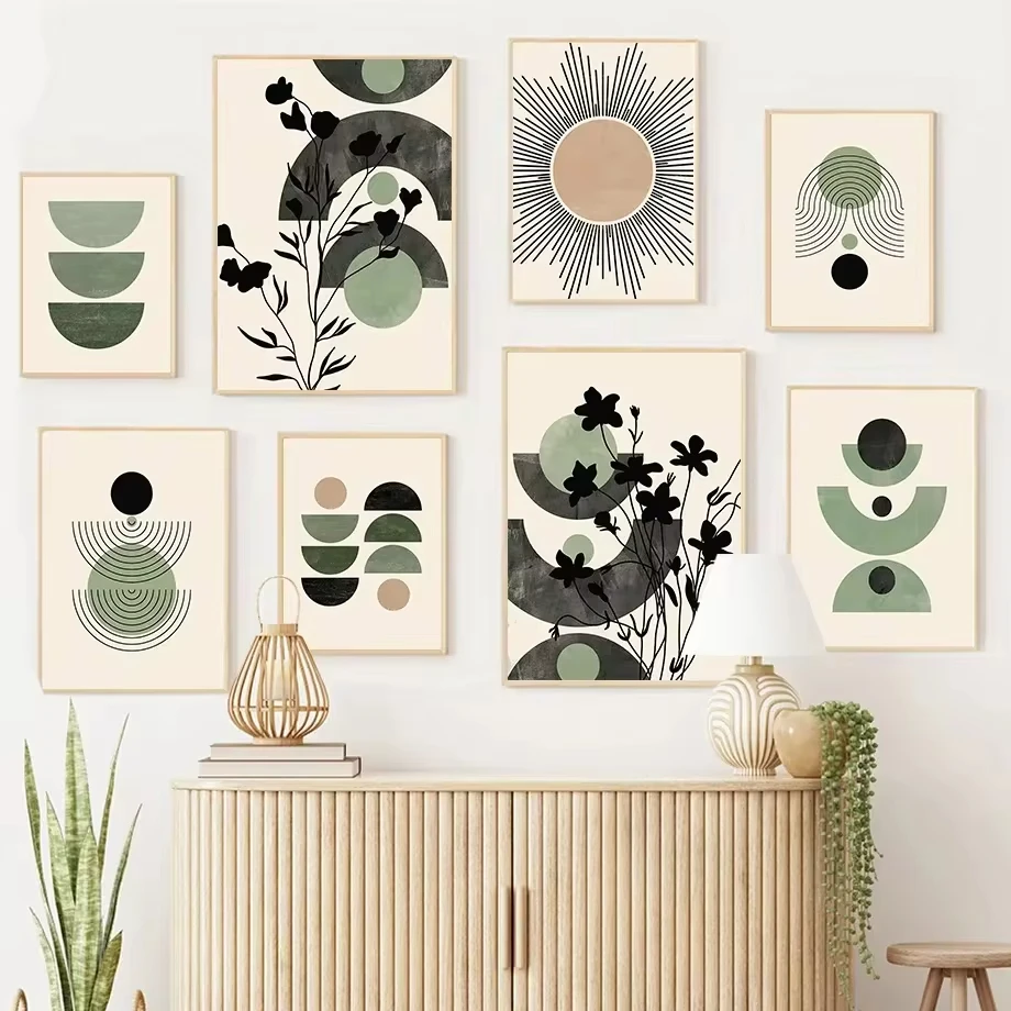 

Sun Leaves Flower Geometric Abstract Boho Wall Art Canvas Painting Nordic Posters And Prints Wall Pictures For Living Room Decor
