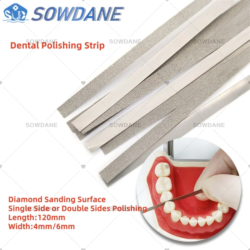 Dental Metal Polishing Stick Strip with Single Side of Diamond Sanding Surface (6mm /4mm Width for selection) Teeth Whitening