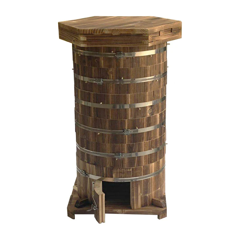 Round barrel grid box beehive, soil bee barrel, soil breeding wood barrel, cedar lure bee tool, Longquan beehive