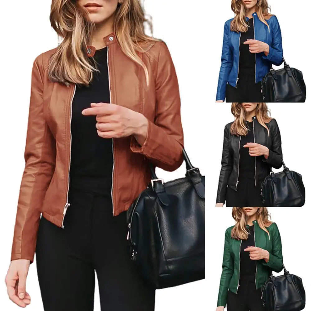 Outwear Jacket Fashion Women Suit Coat Autumn Winter Short Faux Leather Clothes