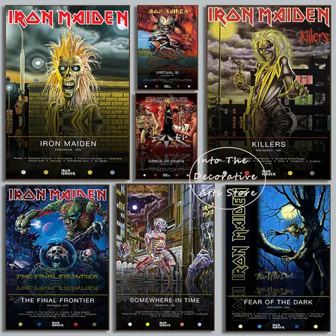 Vintage Rockmusik Metal European American Pop Musik Album Hip Hop Rap SingerL-Iron M-Maiden Poster Leinwand Gemälde Home Decor