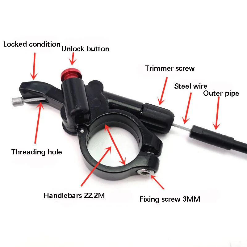Bike Bicycle Remote Fork Lockout Switch Lever for Mountain Bike Bicycle Front Fork Wire Front Fork Remote Control