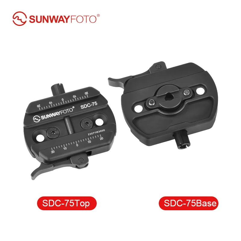 SUNWAYFOTO SDC-75 75mm Universal Arca Swiss to Picatinny Adapter Clamp compatible with Tripods and 17S Bipods