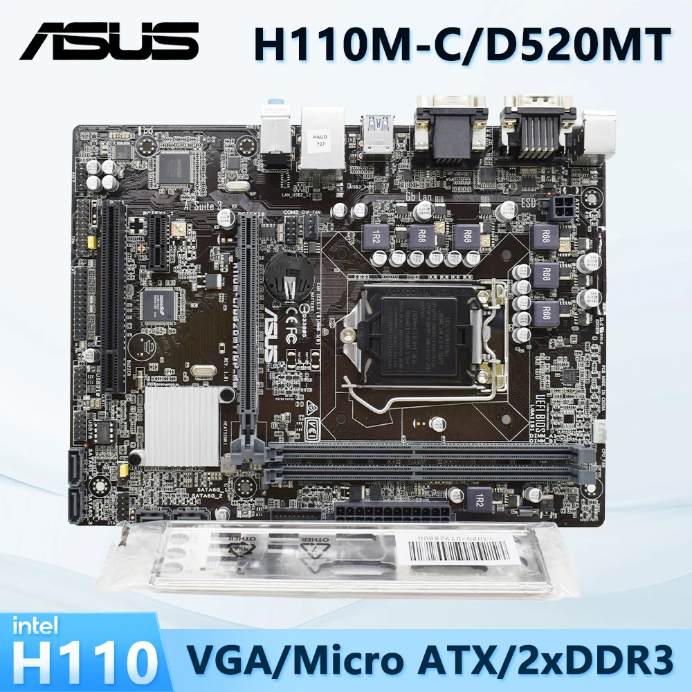 ASUS H110M-C/D520MT Motherboard LGA 1151 intel H110M Motherboard DDR3 16GB support G3930 6300 7300 6500 7600 6700 7700 cpu