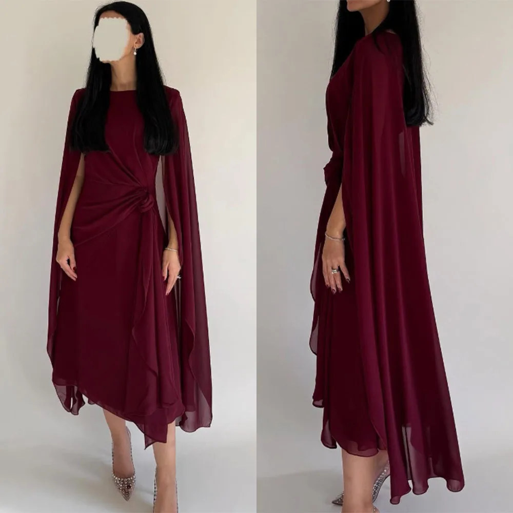 

High Quality Customized High Collar Ankle Length Red Tulle Full Sleeves Платье Корейский Стиль فساتين السهرة Robe De Soirée