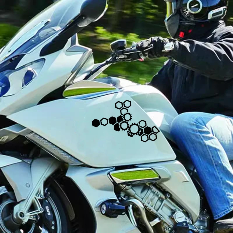 1PC Honeycomb Gear Motorcycle Stickers For Moto Fairing Fuel Tank Waterproof Racing Helmet Vinyl Decals Motorcycle Accessories