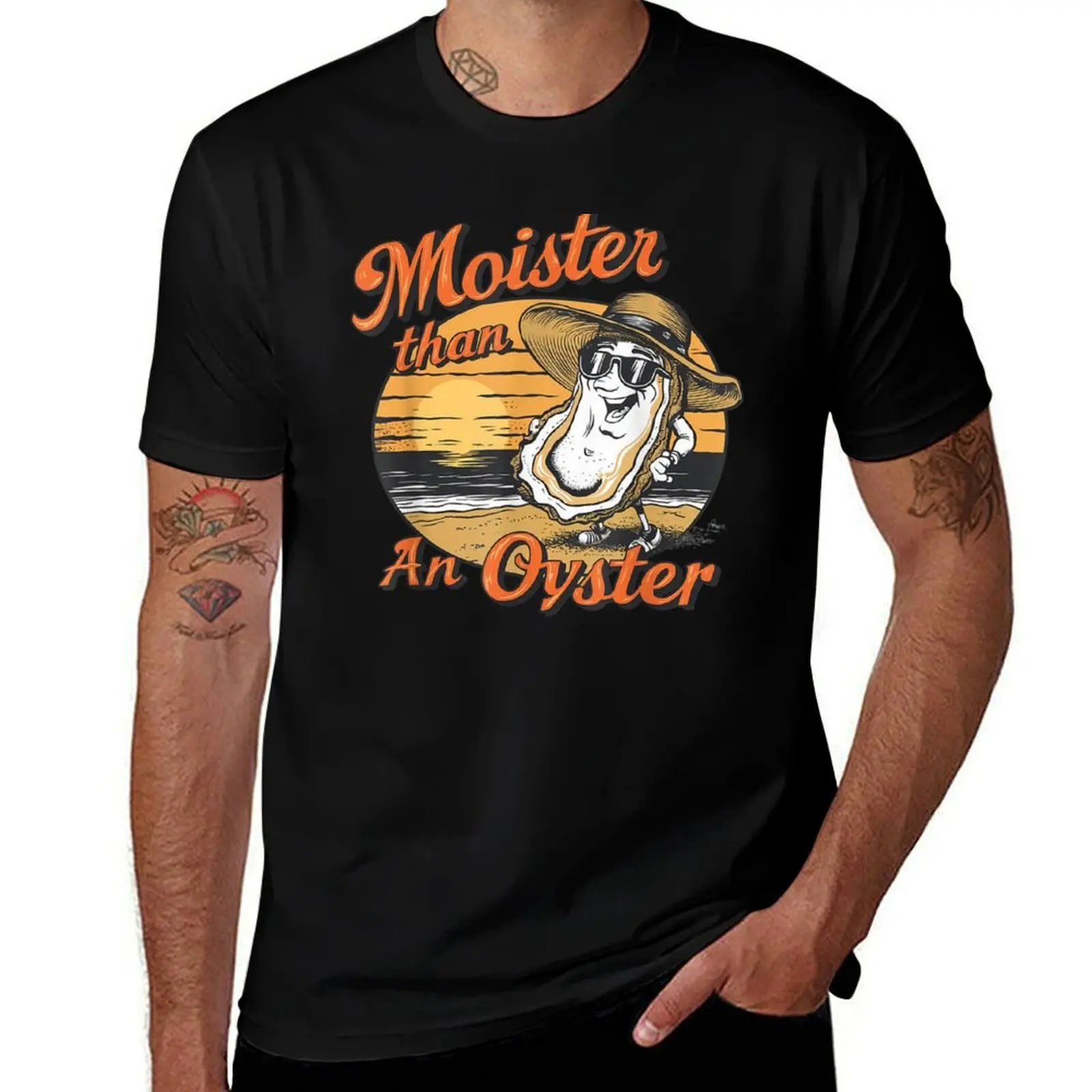 

Moister Than An Oyster Shucking Funny Shellfish Shucker T-Shirt t shirts for man cotton soft t shirt man cotton