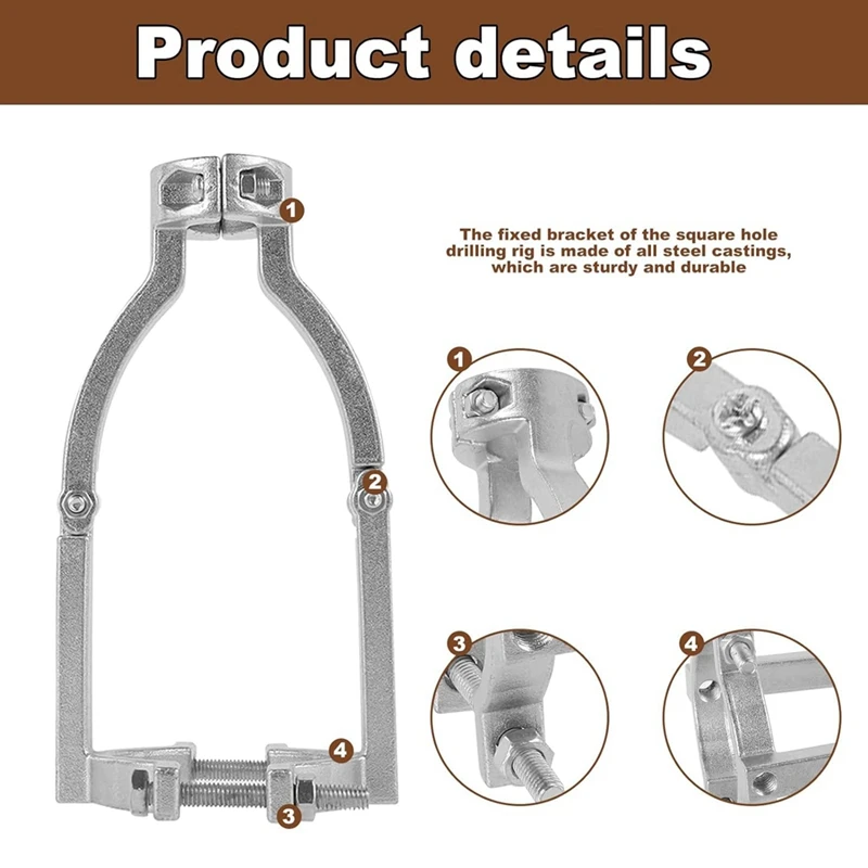 Square Hole Drill Bit Adapter, Easy Installation, Silver For Drill Press Mortise Machine,For Drill Machines