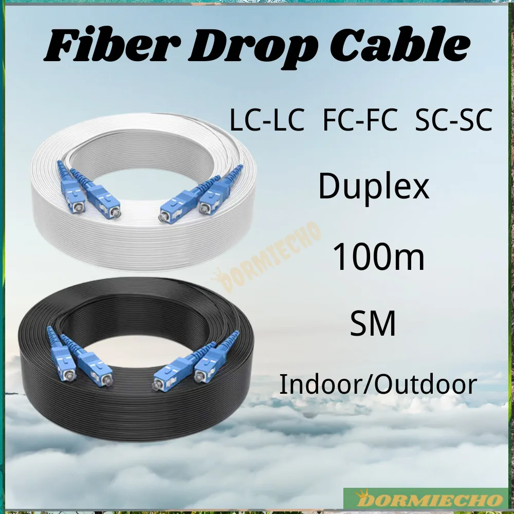 

High Quality 100M Fiber Drop Cable Duplex SC-SC FC-FC LC-LC UPC Indoor/Outdoor SM Optic Drop Optical Patch Cord Fiber Cable