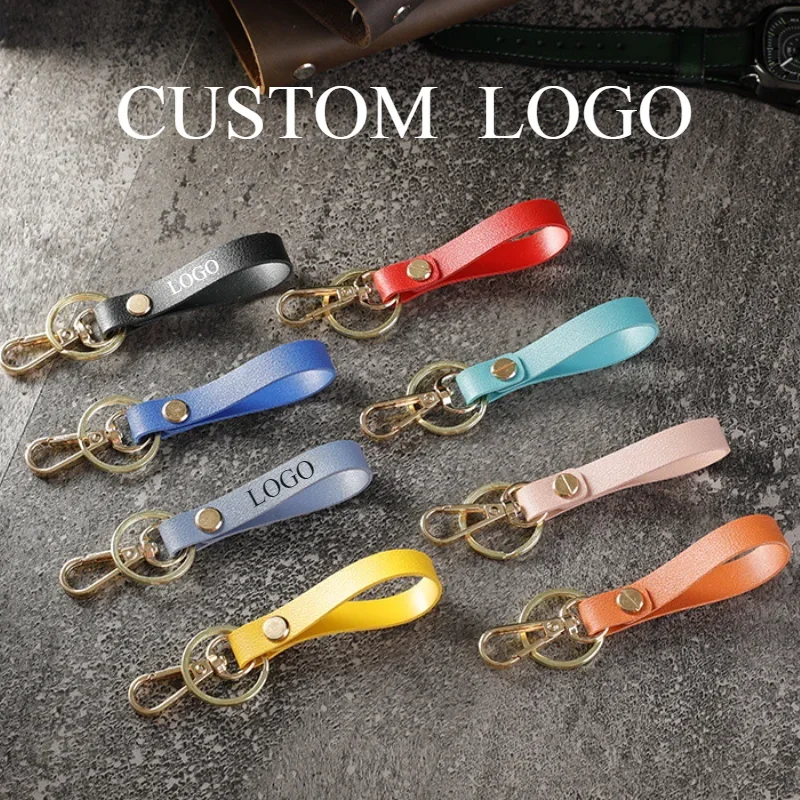 

Custom PU Leather Keychain Pendant Bag Car Card Key Chain Holder Laser Engrave Personalize Logo Keyring Gift for Men and Women